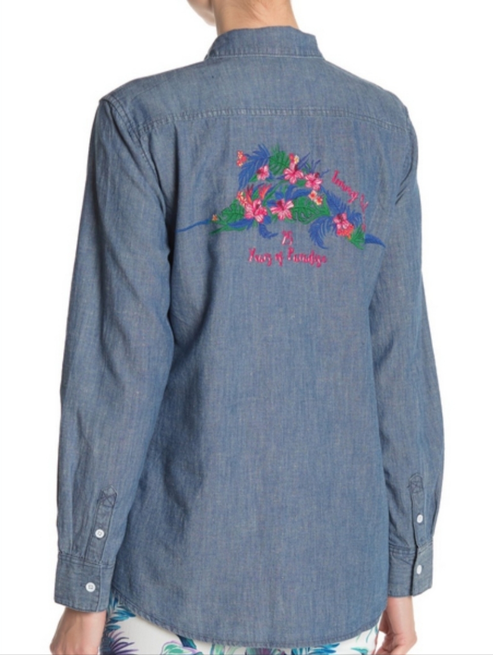 Tommy Bahama Tropical Anniversary Embroidered Cotton/Linen Blend Shirt Size S